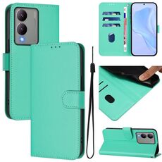 Per vivo Y17S 4G Custodia per telefono in pelle tinta unita con cordino Global Skin Feel (verde)