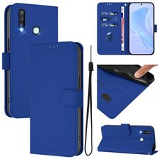 Per vivo Y19 / U3 / Y5S / Z5i / U20 Custodia in pelle tinta unita con cordino (blu scuro)