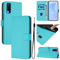 Per vivo Y20 / Y20i / Y20S / Y11S Custodia in pelle tinta unita con cordino (Lake Blue)