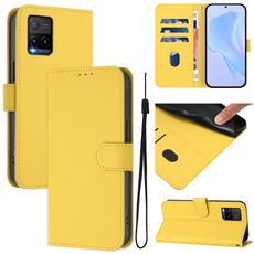 Per vivo Y33S 4G Global / Y21 2021 Custodia in pelle tinta unita con cordino (giallo limone)