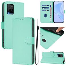 Per vivo Y33S 4G Global / Y21 2021 Custodia in pelle tinta unita con cordino (verde menta)
