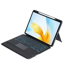 Custodia in pelle con tastiera Bluetooth retroilluminata staccabile per Honor MagicPad 13 con touchpad (nero)