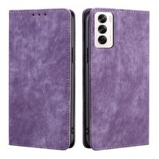 Per OPPO Reno12 5G Global RFID Anti-theft Brush Custodia magnetica in pelle per telefono (viola)