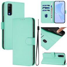Per vivo Y70S Custodia in pelle tinta unita con cordino (verde menta)