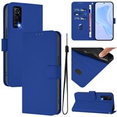 Per vivo Y72 5G / iQOO Z3 / Y52 5G Custodia in pelle tinta unita con cordino (blu scuro)
