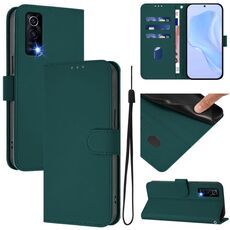Per vivo Y72 5G / iQOO Z3 / Y52 5G Custodia in pelle tinta unita con cordino (verde scuro)