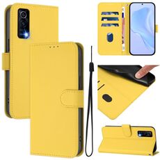 Per vivo Y72 5G / iQOO Z3 / Y52 5G Custodia in pelle tinta unita con cordino (giallo limone)