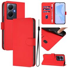 Per vivo Y78 5G Global / V29 Lite Custodia in pelle tinta unita con cordino (rosso)