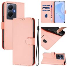 Per vivo Y78 5G Global / V29 Lite Custodia in pelle tinta unita con cordino (rosa)
