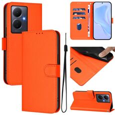 Per vivo Y78 5G Global / V29 Lite Custodia in pelle tinta unita con cordino (arancione)