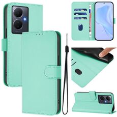 Per vivo Y78 5G Global / V29 Lite Custodia in pelle tinta unita con cordino (verde menta)