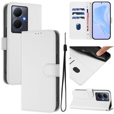 Per vivo Y78 5G Global / V29 Lite Custodia in pelle tinta unita con cordino (bianco)