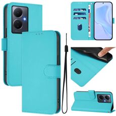 Per vivo Y78 5G Global / V29 Lite Custodia in pelle tinta unita con cordino (Lake Blue)