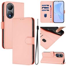 Per vivo Y100 5G Custodia per telefono in pelle tinta unita con cordino Global Skin Feel (rosa)