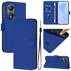 Per vivo Y100 5G Custodia per telefono in pelle tinta unita con cordino Global Skin Feel (blu scuro)