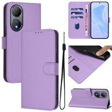 Per vivo Y100 5G Custodia per telefono in pelle tinta unita con cordino Global Skin Feel (viola lavanda)