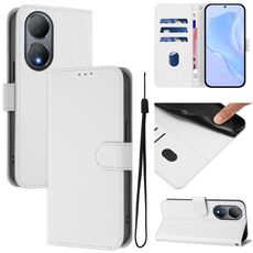 Per vivo Y100 5G Custodia per telefono in pelle tinta unita con cordino Global Skin Feel (bianco)