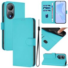 Per vivo Y100 5G Custodia per telefono in pelle tinta unita con cordino Global Skin Feel (Lake Blue)