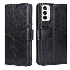 Per OPPO Reno12 5G Custodia per telefono in pelle con cuciture geometriche globali (nero)