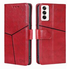 Per OPPO Reno12 5G Custodia per telefono in pelle con cuciture geometriche globali (rosso)