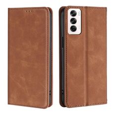 Per OPPO Reno12 5G Custodia per telefono in pelle magnetica Global Skin Feel (marrone chiaro)