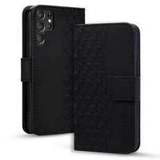 Per Samsung Galaxy S24 Ultra 5G Custodia in pelle con fibbia a diamante e cordino (nero)