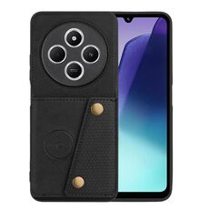 Per Redmi 14C 4G Custodia magnetica per telefono con doppia fibbia e slot per schede (nera)