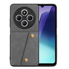 Per Redmi 14C 4G Custodia magnetica per telefono con doppia fibbia e slot per schede (grigio)