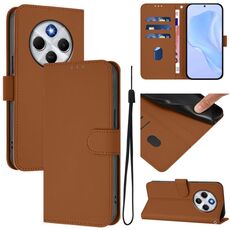 Per Redmi 14C 4G Custodia in pelle tinta unita con cordino (marrone)