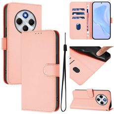 Per Redmi 14C 4G Custodia in pelle tinta unita con cordino (rosa)