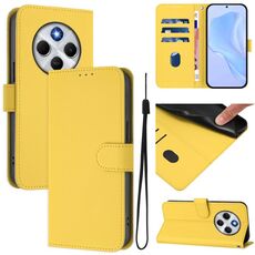 Per Redmi 14C 4G Custodia in pelle tinta unita con cordino (giallo limone)
