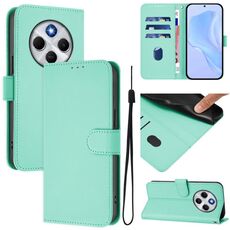 Per Redmi 14C 4G Custodia in pelle tinta unita con cordino (verde menta)