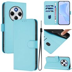 Per Redmi 14C 4G Custodia in pelle tinta unita con cordino (blu cielo)