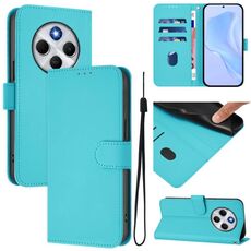 Per Redmi 14C 4G Custodia in pelle tinta unita con cordino (Lake Blue)