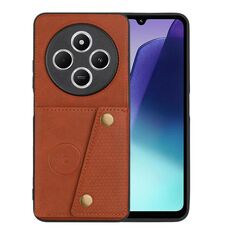 Per Redmi 14C 4G Custodia magnetica per telefono con doppia fibbia e slot per schede (marrone)