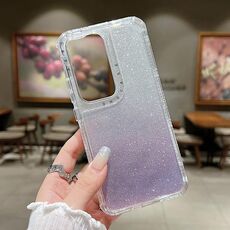Per OPPO Reno12 5G Custodia per telefono a copertura totale in TPU + PC + carta glitterata globale (viola)