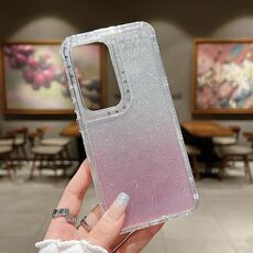 Per OPPO Reno12 5G Custodia per telefono a copertura totale in TPU + PC + carta glitterata globale (rosa)