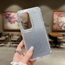 Per OPPO Reno12 5G Custodia per telefono a copertura totale in TPU + PC + carta glitterata globale (grigio)