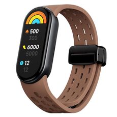 Per Xiaomi Smart Band 9 Cinturino in silicone con fibbia pieghevole magnetica (marrone)