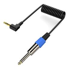 Cavo audio a spirale da 6,5 ​​mm a 3,5 mm per altoparlante per chitarra, lunghezza: 0,5 m (nero)