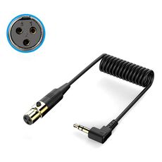 Cavo adattatore audio stereo a spirale per microfono per telecamera PC da 3,5 mm TRS Mini XLR femmina a 3 pin, lunghezza: 0,5 m (nero)