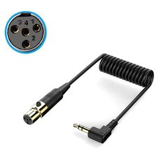 Cavo adattatore audio stereo a spirale per microfono per telecamera PC da 3,5 mm TRS a 4 pin XLR femmina, lunghezza: 0,5 m (nero)