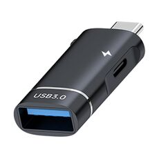 Adattatore 2 in 1 da Type-C a USB e Type-C per la ricarica OTG (nero)