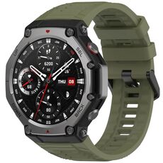 Per Amazfit T-Rex 3 Cinturino in silicone con fibbia ad ago tinta unita (verde giungla)