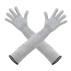 1 paio di guanti antitaglio estesi, protezione braccio antigraffio HPPE, guanti da lavoro anti-morso, lunghezza: 20 cm, grigio