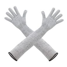 1 paio di guanti antitaglio estesi, protezione per il braccio antigraffio HPPE, guanti da lavoro anti-morso, lunghezza: 45 cm, grigio