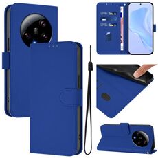 Per Xiaomi 13 Ultra Skin Feel Custodia in pelle tinta unita con cordino (blu scuro)