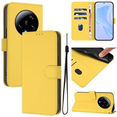Per Xiaomi 13 Ultra Skin Feel Custodia in pelle tinta unita con cordino (giallo limone)
