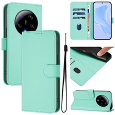 Per Xiaomi 13 Ultra Skin Feel Custodia in pelle tinta unita con cordino (verde menta)