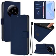 Per Xiaomi 13 Ultra Skin Feel Custodia in pelle tinta unita con cordino (blu navy)
